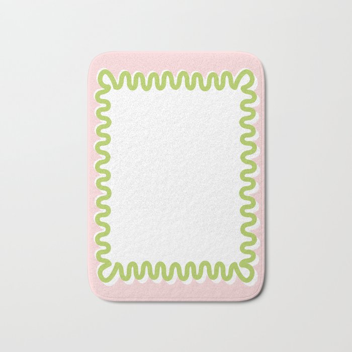 Wavy Lines - White Pink Green Bath Mat Gallery Image 1