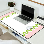 Wavy Lines - White Pink Green Desk Mat Gallery Image 2
