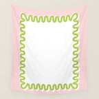Wavy Lines - White Pink Green Wall Tapestry Gallery Image 4