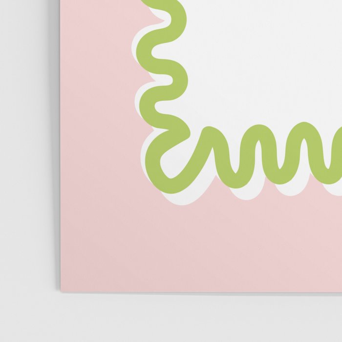 Wavy Lines - White Pink Green Poster Gallery Image 3