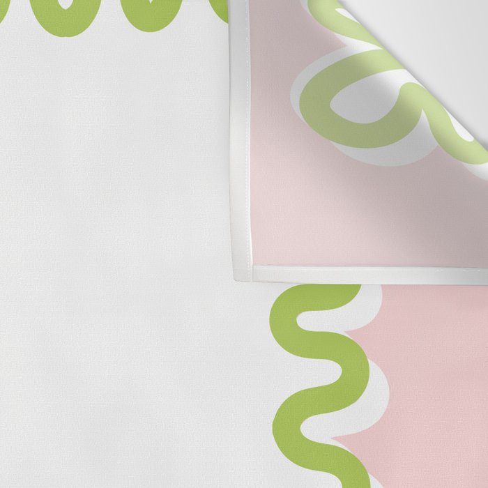 Wavy Lines - White Pink Green Wall Tapestry Gallery Image 3
