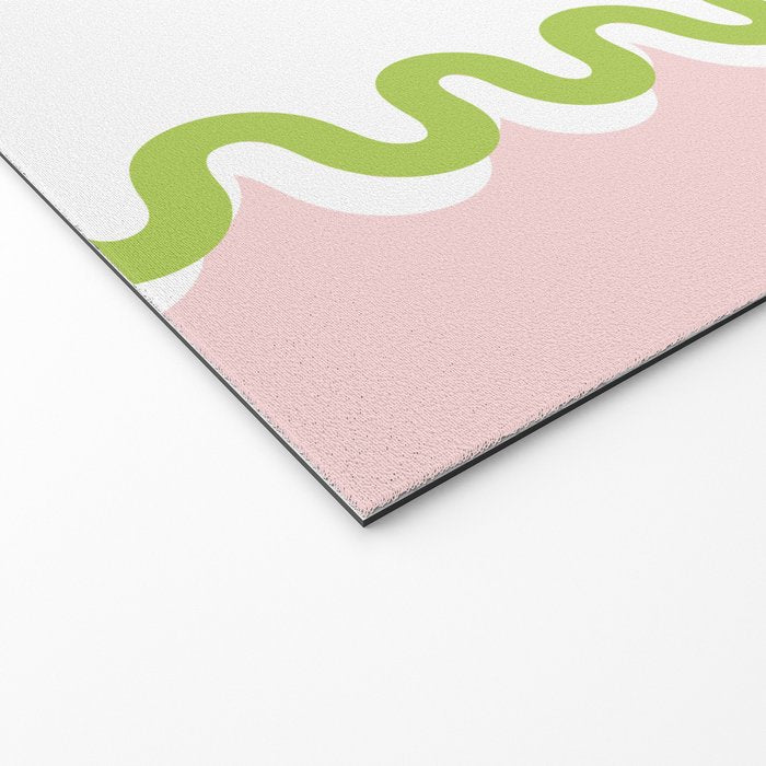 Wavy Lines - White Pink Green Welcome Mat Gallery Image 2