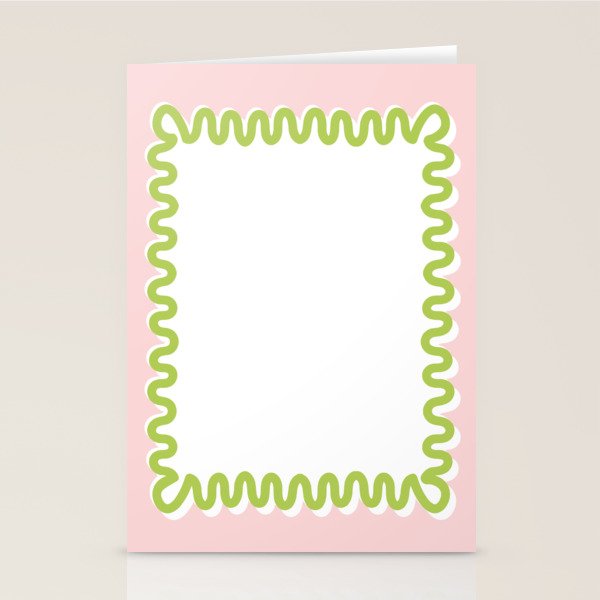 Wavy Lines - White Pink Green Stationery Card Gallery Image 2