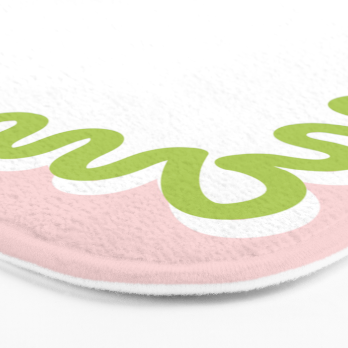 Wavy Lines - White Pink Green Bath Mat Gallery Image 3
