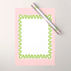 Wavy Lines - White Pink Green Wrapping Paper Gallery Image 1