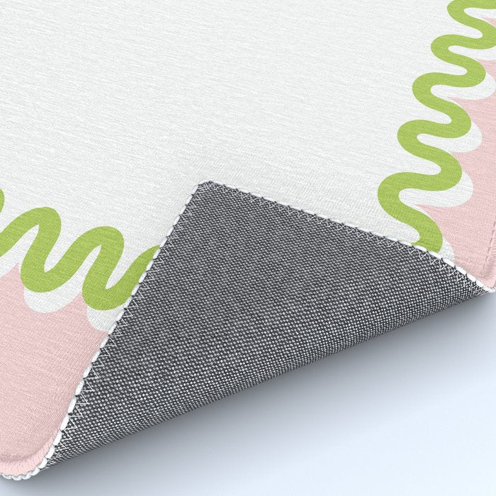 Wavy Lines - White Pink Green Rug Gallery Image 4