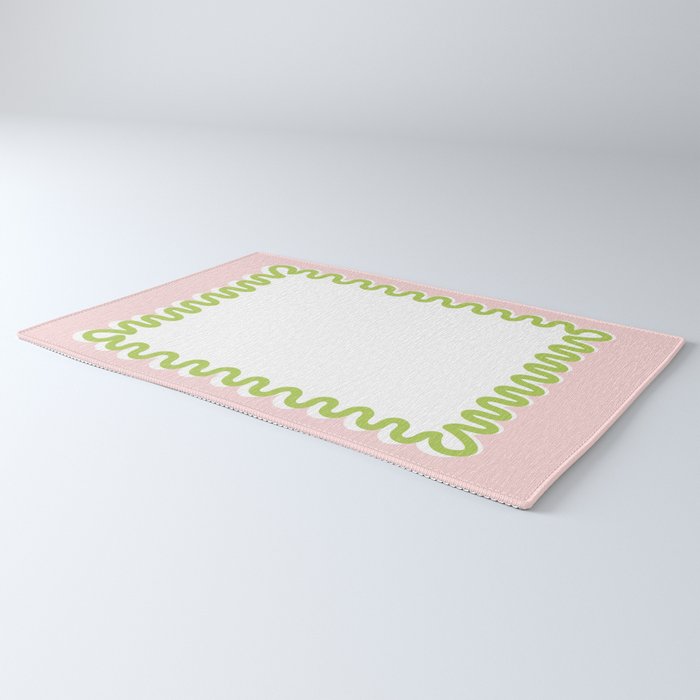 Wavy Lines - White Pink Green Rug Gallery Image 3