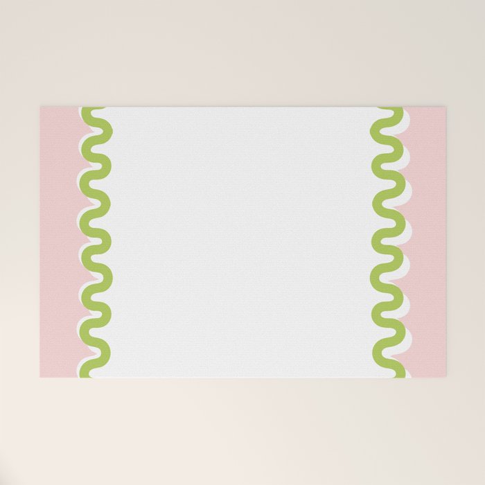 Wavy Lines - White Pink Green Welcome Mat Gallery Image 1