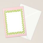 Wavy Lines - White Pink Green Stationery Card Gallery Image 2