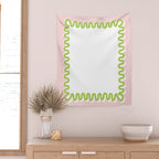 Wavy Lines - White Pink Green Wall Tapestry Gallery Image 2