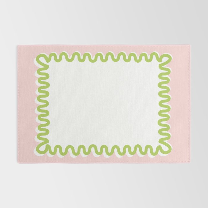 Wavy Lines - White Pink Green Rug Gallery Image 2