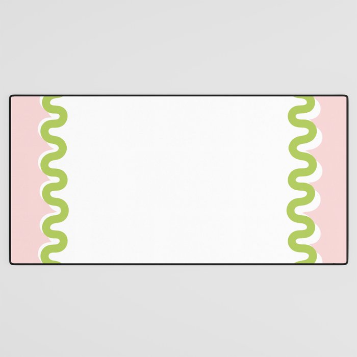 Wavy Lines - White Pink Green Desk Mat Gallery Image 3