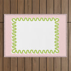 Wavy Lines - White Pink Green Outdoor Rug Gallery Image 1