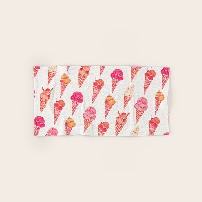 Ice Cream Cones - Pink & Peach Palette Bath Towel Gallery Image 1