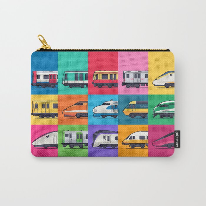 World Trains Grid Pattern Carry All Pouch Gallery Image 1
