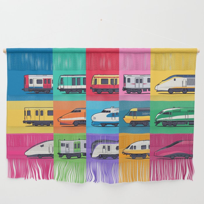 World Trains Grid Pattern Wall Hanging Gallery Image 1
