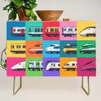 World Trains Grid Pattern Credenza Gallery Image 1