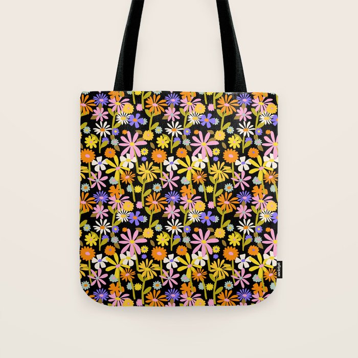 Flower Power Dark Tote Bag Gallery Image 1