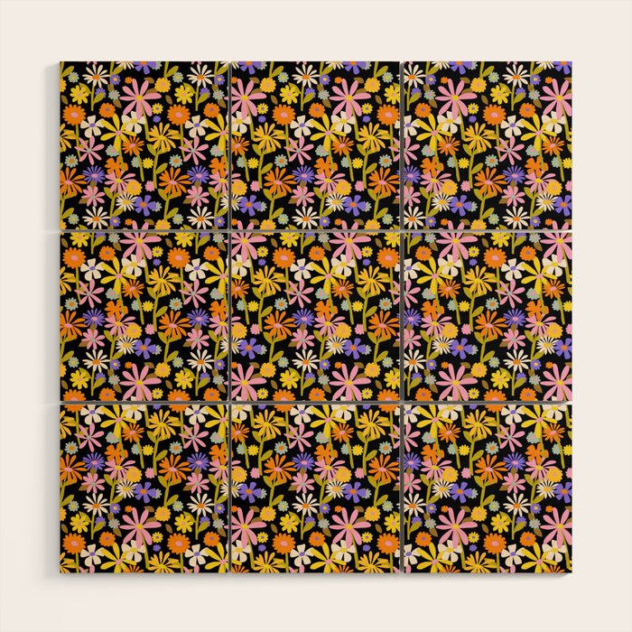 Flower Power Dark Wood Wall Art Gallery Image 1