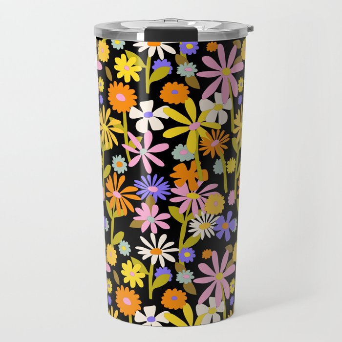Flower Power Dark Travel Mug Gallery Image 1