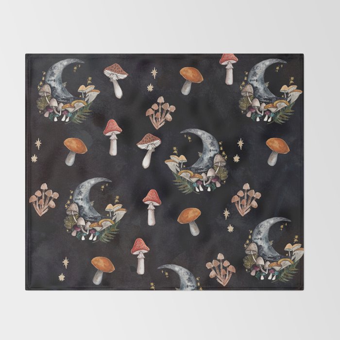 Mushroom Moon Throw Blanket Gallery Image 2