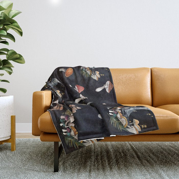 Mushroom Moon Throw Blanket Gallery Image 1