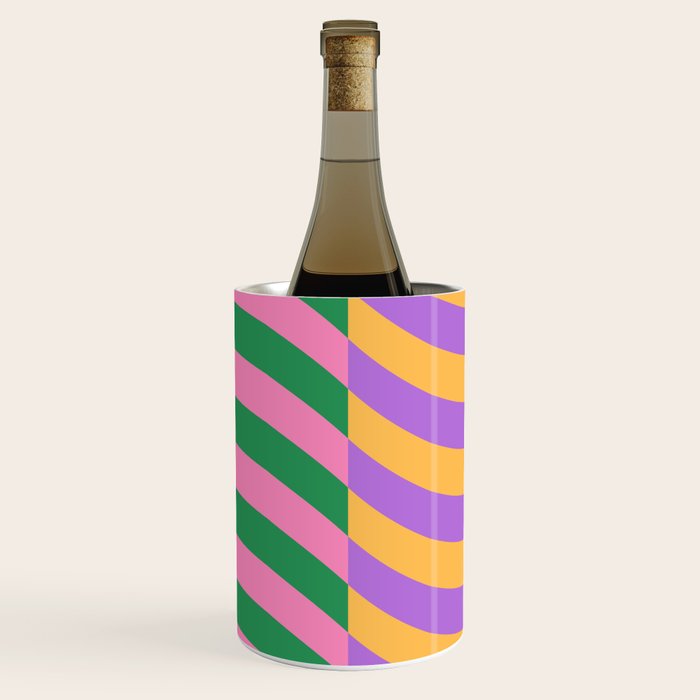 Wavy Stripes in Green, Pink, Purple & Yellow Wine Chiller Gallery Image 1