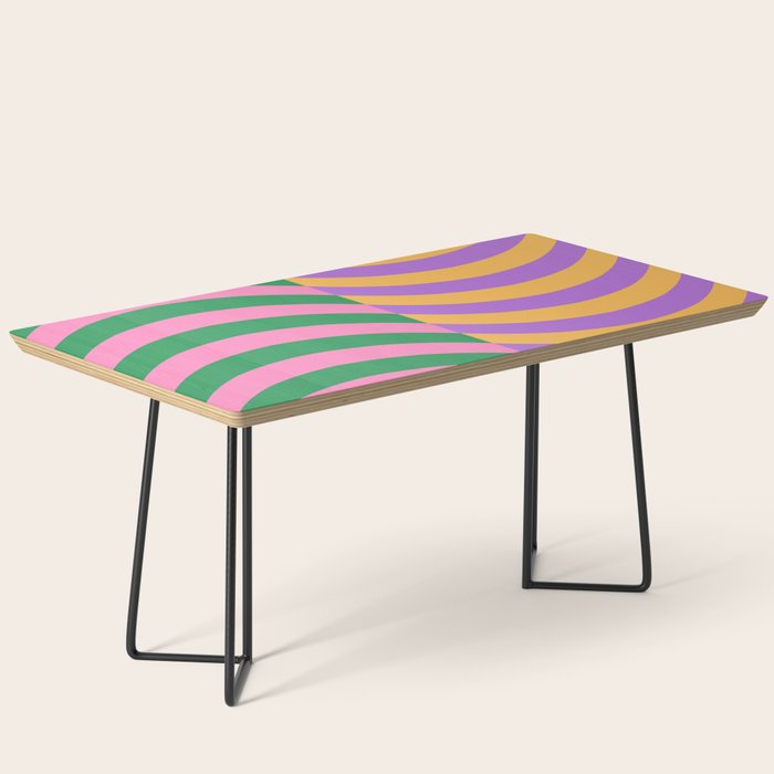 Wavy Stripes in Green, Pink, Purple & Yellow Coffee Table Gallery Image 1