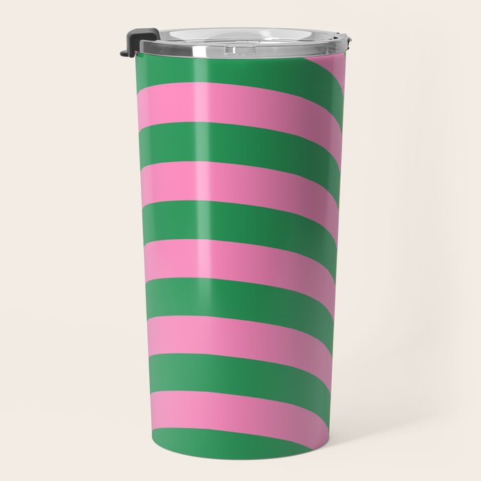 Wavy Stripes in Green, Pink, Purple & Yellow Travel Mug Gallery Image 3