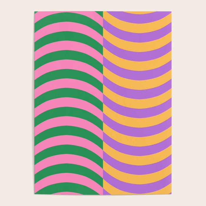 Wavy Stripes in Green, Pink, Purple & Yellow Poster Gallery Image 4