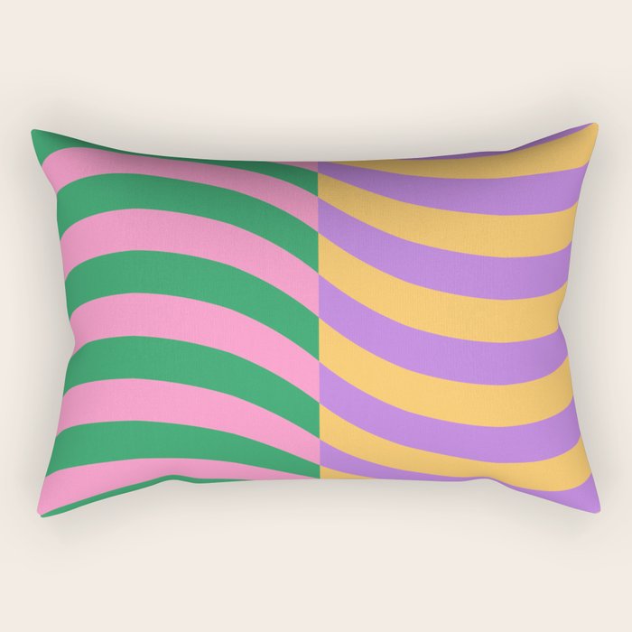 Wavy Stripes in Green, Pink, Purple & Yellow Rectangular Pillow Gallery Image 2