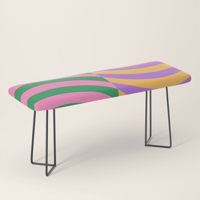 Wavy Stripes in Green, Pink, Purple & Yellow Bench Gallery Image 1