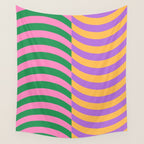 Wavy Stripes in Green, Pink, Purple & Yellow Wall Tapestry Gallery Image 4