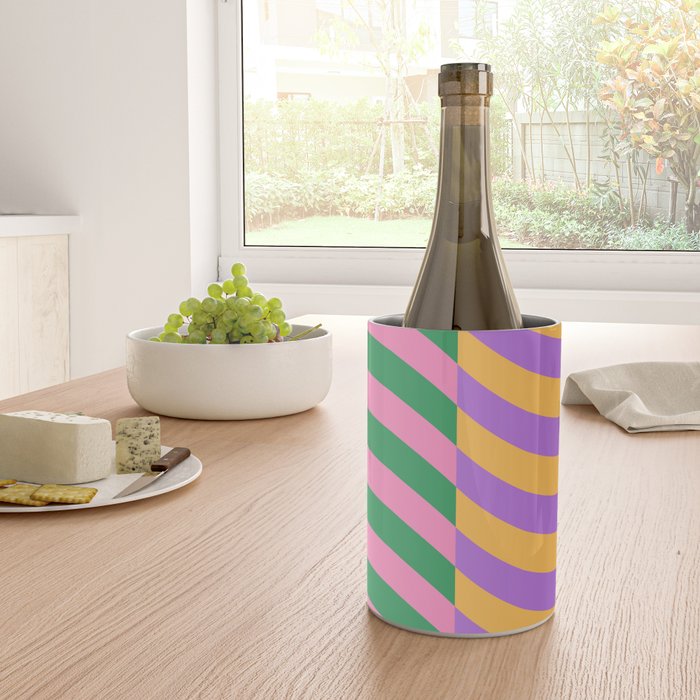 Wavy Stripes in Green, Pink, Purple & Yellow Wine Chiller Gallery Image 4