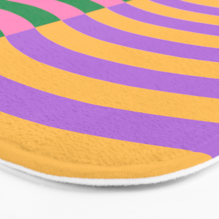 Wavy Stripes in Green, Pink, Purple & Yellow Bath Mat Gallery Image 3