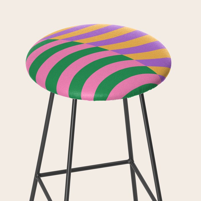 Wavy Stripes in Green, Pink, Purple & Yellow Stool Gallery Image 2