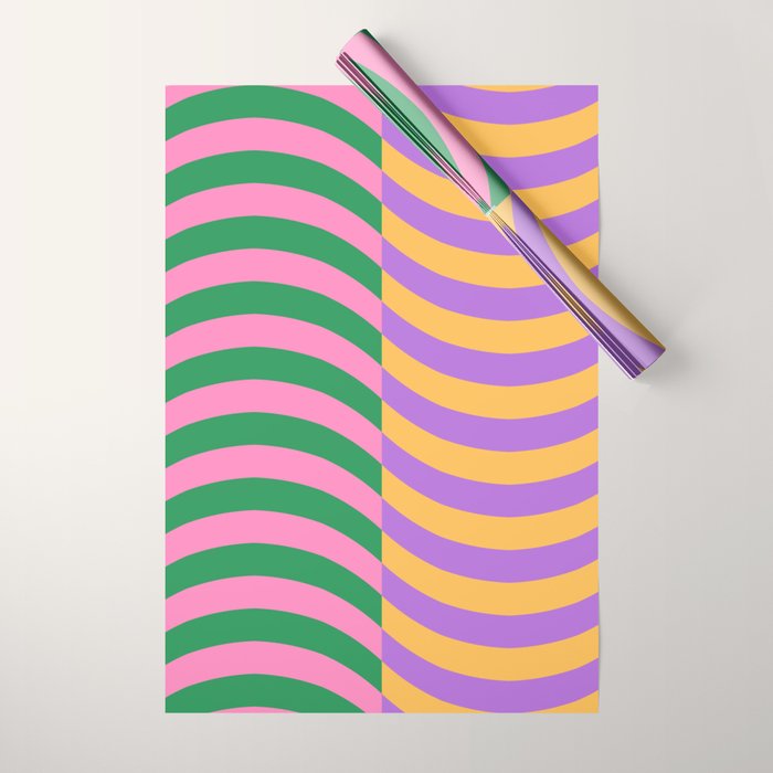 Wavy Stripes in Green, Pink, Purple & Yellow Wrapping Paper Gallery Image 1