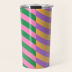 Wavy Stripes in Green, Pink, Purple & Yellow Travel Mug Gallery Image 1