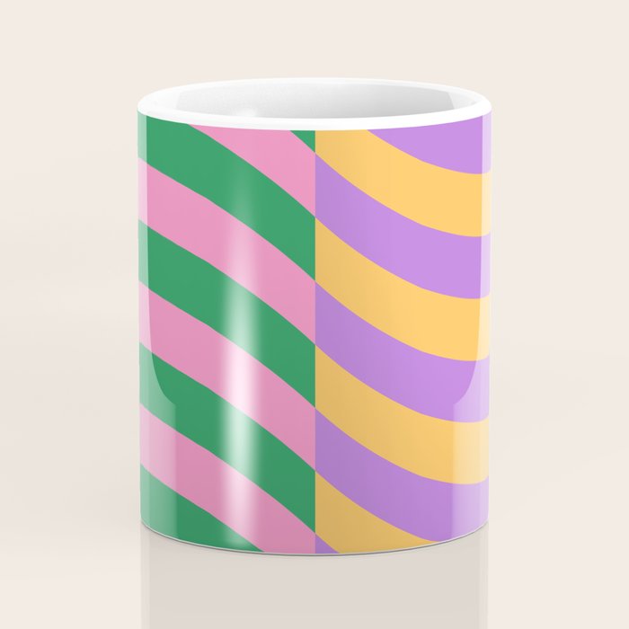 Wavy Stripes in Green, Pink, Purple & Yellow Coffee Mug Gallery Image 4