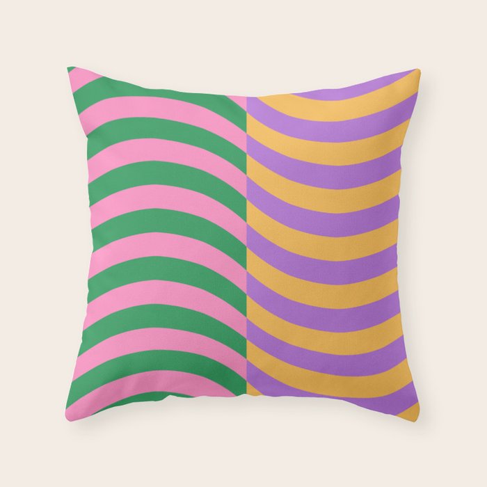 Wavy Stripes in Green, Pink, Purple & Yellow Throw Pillow Gallery Image 6