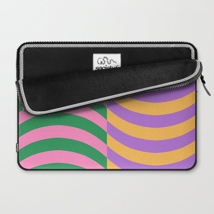 Wavy Stripes in Green, Pink, Purple & Yellow Laptop Sleeve Gallery Image 2