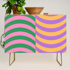 Wavy Stripes in Green, Pink, Purple & Yellow Credenza Gallery Image 1