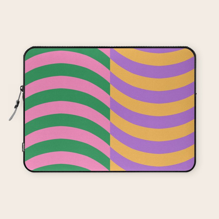 Wavy Stripes in Green, Pink, Purple & Yellow Laptop Sleeve Gallery Image 1