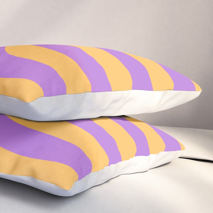 Wavy Stripes in Green, Pink, Purple & Yellow Pillow Sham Gallery Image 3