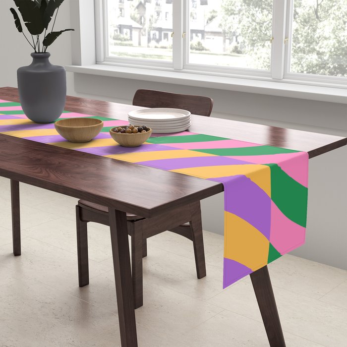 Wavy Stripes in Green, Pink, Purple & Yellow Table Runner Gallery Image 2