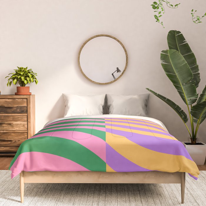 Wavy Stripes in Green, Pink, Purple & Yellow Comforter Gallery Image 3