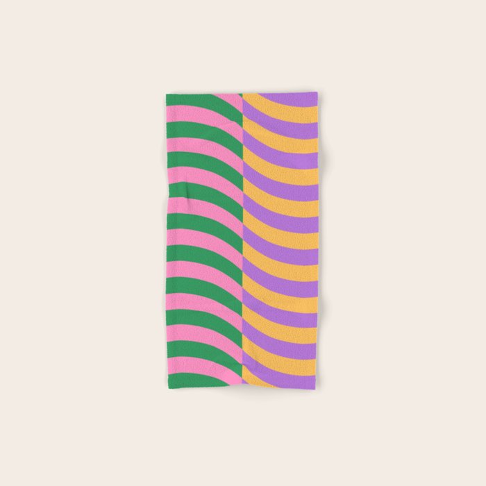 Wavy Stripes in Green, Pink, Purple & Yellow Bath Towel Gallery Image 1