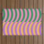 Wavy Stripes in Green, Pink, Purple & Yellow Outdoor Rug Gallery Image 1