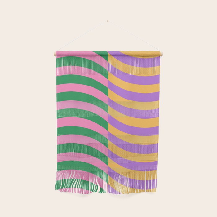 Wavy Stripes in Green, Pink, Purple & Yellow Wall Hanging Gallery Image 1