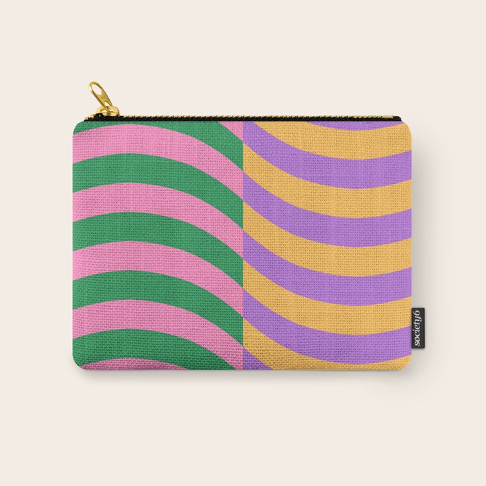 Wavy Stripes in Green, Pink, Purple & Yellow Carry All Pouch Gallery Image 1